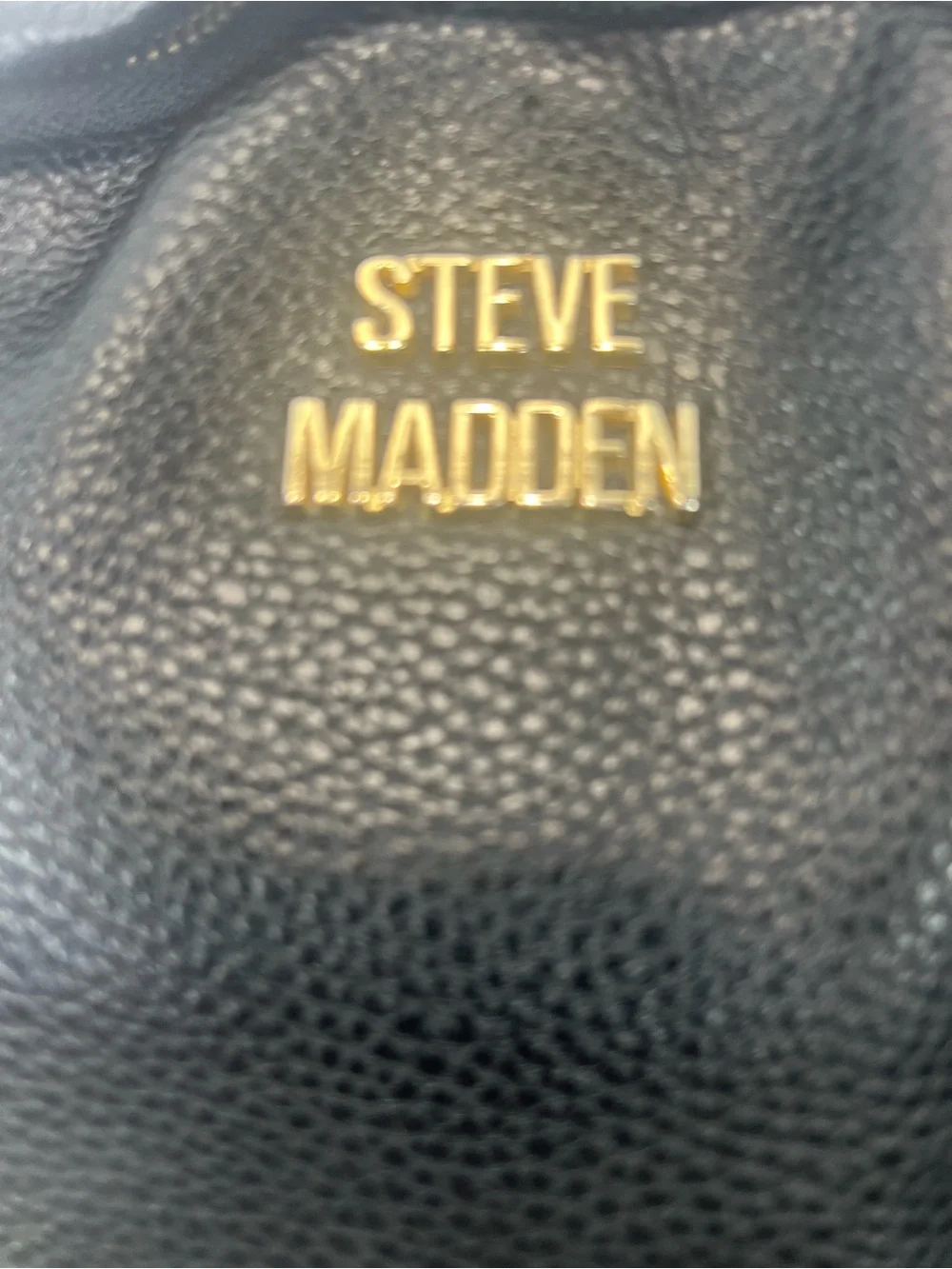 Steve Madden Logo Black Pebbled Faux Leather Backpack with Detachable Zip Pouch